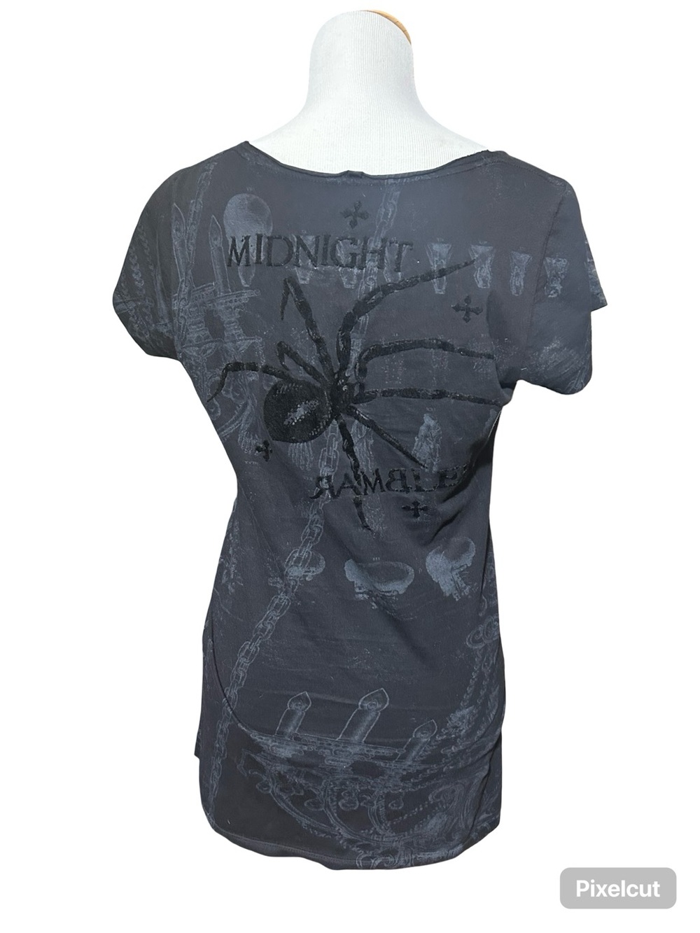 Affliction Black Short-Sleeve Strappy V-Neck Graphic Tee - Picture 2 of 4